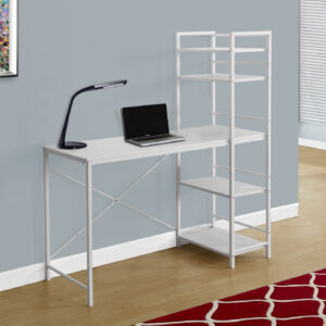 Computer Desk, Home Office, Laptop, Storage Shelves, 48"L, Work, White Laminate, White Laminate, Contemporary, Modern