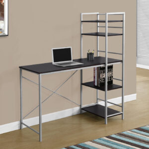Computer Desk, Home Office, Laptop, Storage Shelves, 48"L, Work, Brown Laminate, Grey Metal, Contemporary, Modern
