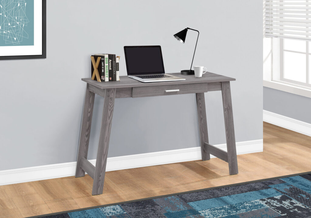 Computer Desk, Home Office, Laptop, Storage Drawers, Work, Grey Laminate, Contemporary, Modern