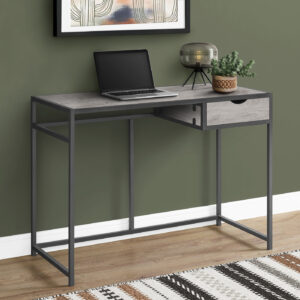 Computer Desk, Home Office, Laptop, Storage Drawer, 42"L, Work, Grey Laminate, Black Metal, Contemporary, Modern