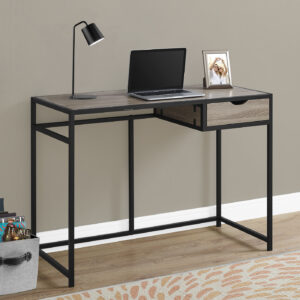 Computer Desk, Home Office, Laptop, Storage Drawer, 42"L, Work, Brown Laminate, Black Metal, Contemporary, Modern