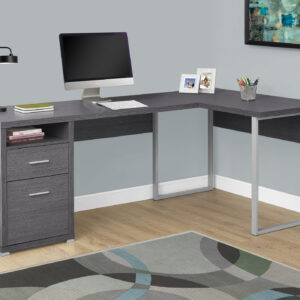 Computer Desk, Home Office, Corner, Left, Right Set-up, Storage Drawers, 80"L, L Shape, Work, Laptop, Grey Laminate, Grey Metal, Contemporary, Modern