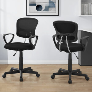 Office Chair, Adjustable Height, Swivel, Ergonomic, Armrests, Computer Desk, Work, Juvenile, Black Mesh, Black Metal, Contemporary, Modern