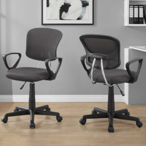Office Chair, Adjustable Height, Swivel, Ergonomic, Armrests, Computer Desk, Work, Juvenile, Grey Mesh, Black Metal, Contemporary, Modern