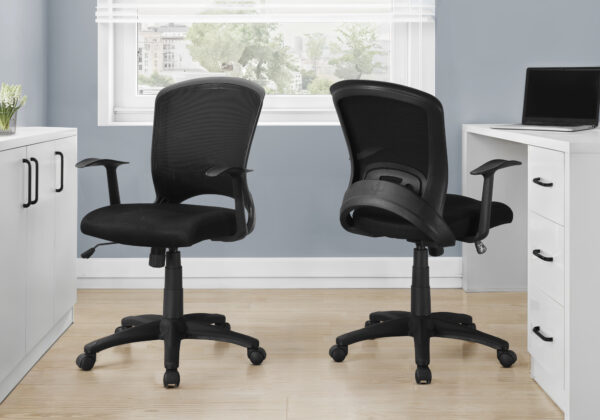 Office Chair, Adjustable Height, Swivel, Ergonomic, Armrests, Computer Desk, Work, Black Mesh, Black Metal, Contemporary, Modern