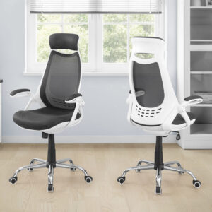 Office Chair, Adjustable Height, Swivel, Ergonomic, Armrests, Computer Desk, Work, Grey Mesh, Chrome Metal, Contemporary, Modern