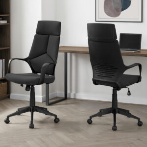 Office Chair, Adjustable Height, Swivel, Ergonomic, Armrests, Computer Desk, Work, Black Fabric, Black Metal, Contemporary, Modern