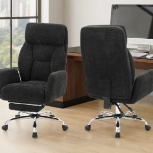 Office Chair, Adjustable Height, Armrests, Ergonomic, Swivel, Computer Desk, Work, Black Fabric, Chrome Metal, Contemporary, Modern