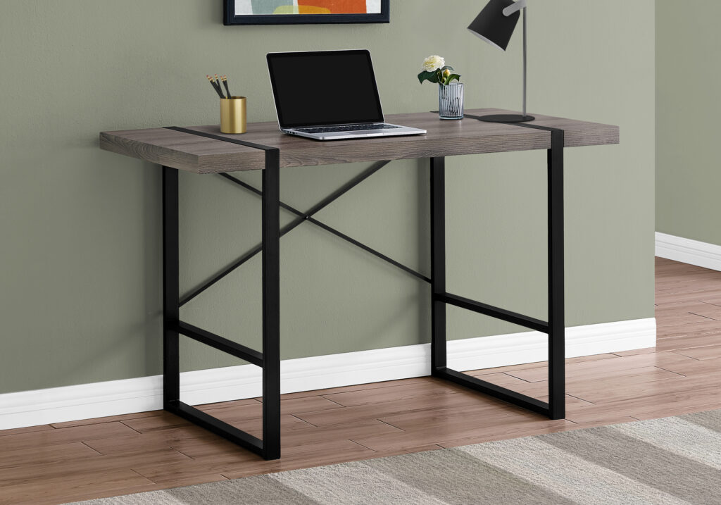 Computer Desk, Home Office, Laptop, 48″L, Work, Brown Laminate, Black Metal, Contemporary, Modern