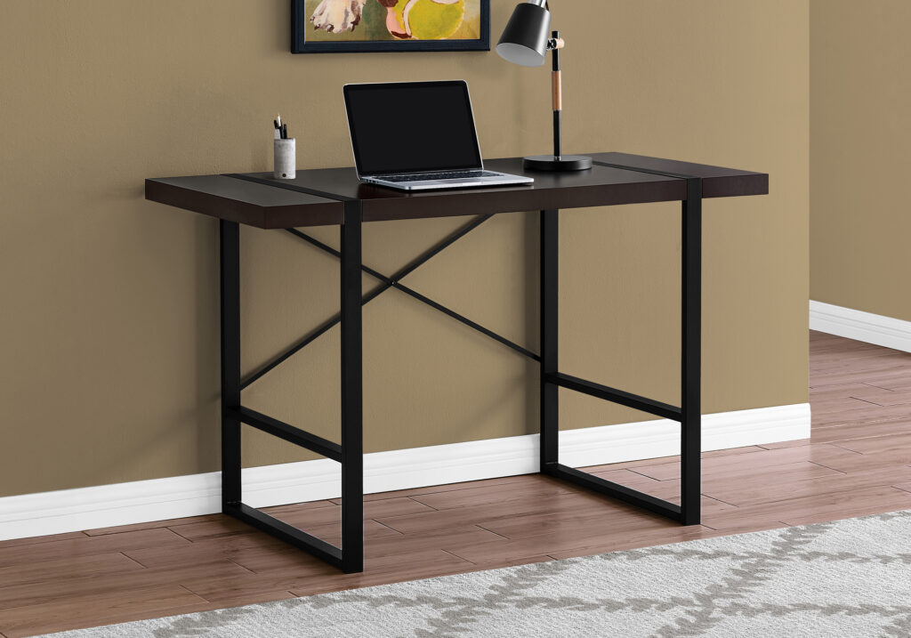 Computer Desk, Home Office, Laptop, 48″L, Work, Brown Laminate, Black Metal, Contemporary, Modern