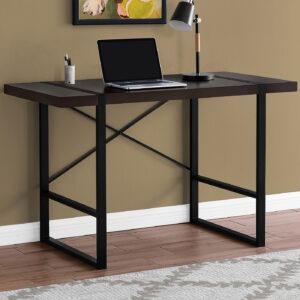 Computer Desk, Home Office, Laptop, 48"L, Work, Brown Laminate, Black Metal, Contemporary, Modern