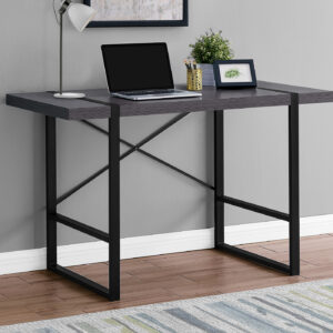 Computer Desk, Home Office, Laptop, 48"L, Work, Grey Laminate, Black Metal, Contemporary, Modern