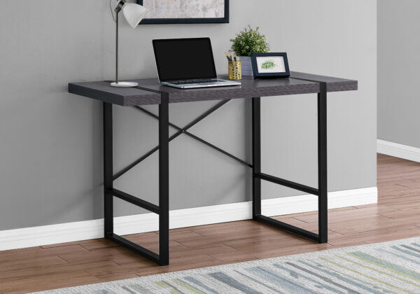 Computer Desk, Home Office, Laptop, 48″L, Work, Grey Laminate, Black Metal, Contemporary, Modern