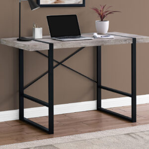 Computer Desk, Home Office, Laptop, 48"L, Work, Beige Laminate, Black Metal, Contemporary, Modern