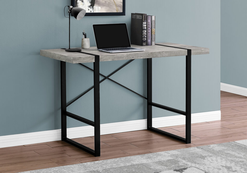 Computer Desk, Home Office, Laptop, 48″L, Work, Grey Laminate, Black Metal, Contemporary, Modern
