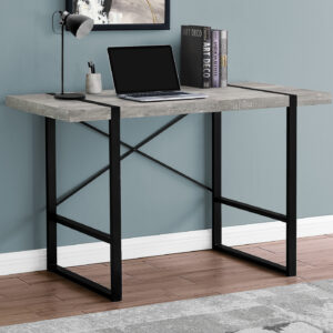 Computer Desk, Home Office, Laptop, 48"L, Work, Grey Laminate, Black Metal, Contemporary, Modern
