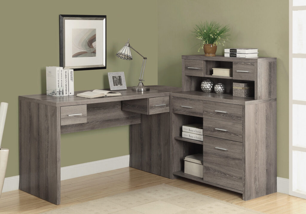 Dark taupe left or right corner computer desk