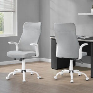 Office Chair, Adjustable Height, Swivel, Ergonomic, Armrests, Computer Desk, Work, Grey Mesh, White Metal, Contemporary, Modern