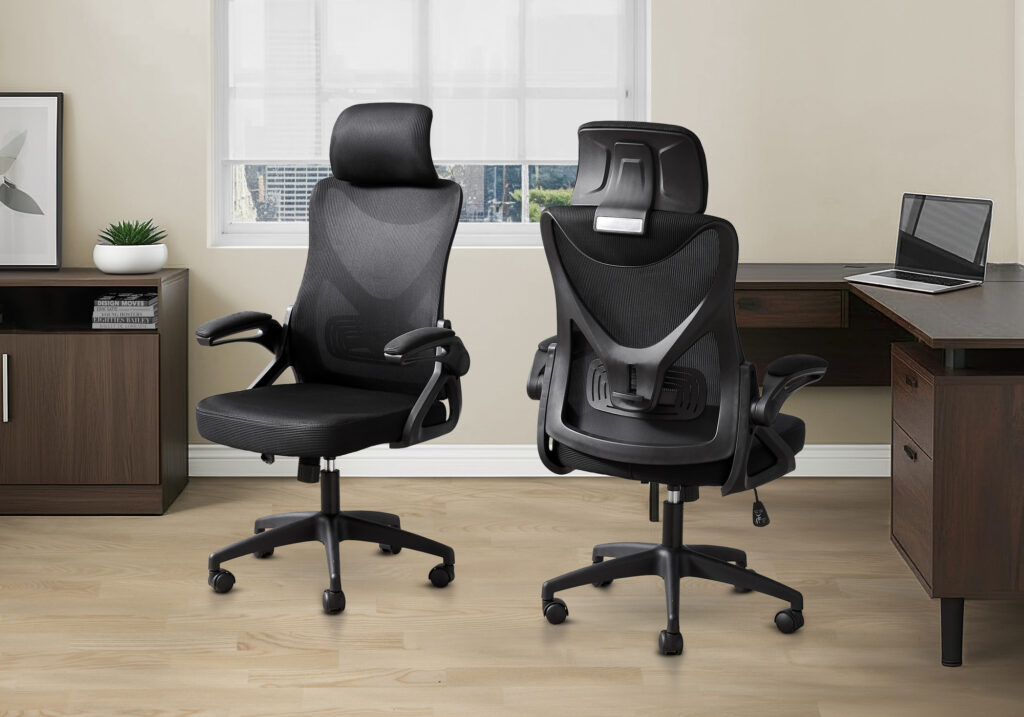 Office Chair, Adjustable Height, Ergonomic, Swivel, Work, Black Metal, Black Mesh, Contemporary, Modern