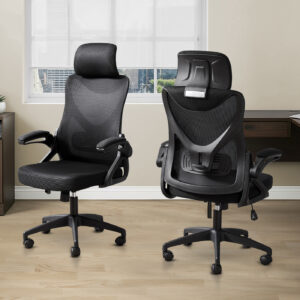 Office Chair, Adjustable Height, Ergonomic, Swivel, Work, Black Metal, Black Mesh, Contemporary, Modern