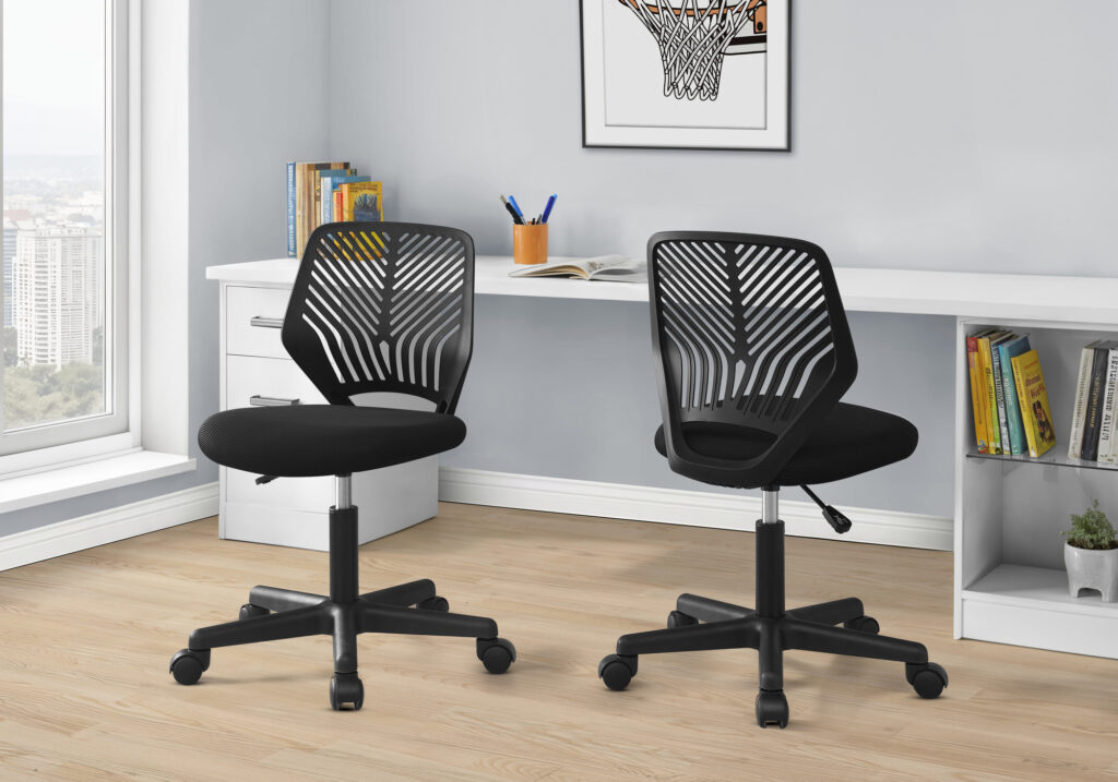 Office Chair, Adjustable Height, Swivel, Ergonomic, Computer Desk, Work, Juvenile, Black Mesh, Black Metal, Contemporary, Modern