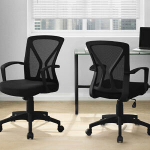 Office Chair, Adjustable Height, Swivel, Ergonomic, Armrests, Computer Desk, Work, Black Mesh, Black Metal, Contemporary, Modern