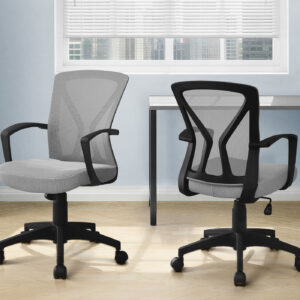 Office Chair, Adjustable Height, Swivel, Ergonomic, Armrests, Computer Desk, Work, Grey Mesh, Black Metal, Contemporary, Modern