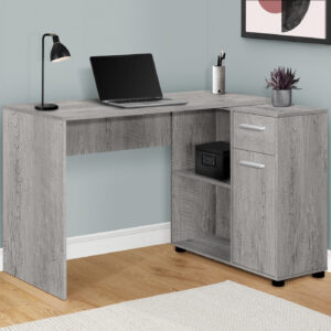 Computer Desk, Home Office, Corner, Storage Drawers, 46"L, L Shape, Work, Laptop, Grey Laminate, Contemporary, Modern