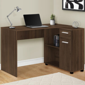 Computer Desk, Home Office, Corner, Storage Drawers, 46"L, L Shape, Work, Laptop, Walnut Laminate, Contemporary, Modern