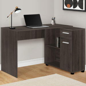 Computer Desk, Home Office, Corner, Storage Drawers, 46"L, L Shape, Work, Laptop, Brown Laminate, Contemporary, Modern