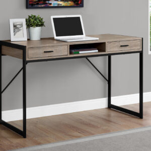 Computer Desk, Home Office, Laptop, Storage Drawers, 48"L, Work, Brown Laminate, Black Metal, Contemporary, Modern