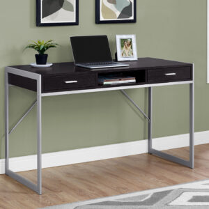 Computer Desk, Home Office, Laptop, Storage Drawers, 48"L, Work, Brown Laminate, Grey Metal, Contemporary, Modern
