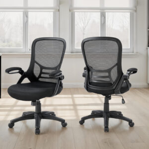 Office Chair, Swivel, Armrests, Adjustable Height, Ergonomic, Work, Black Mesh, Black Metal, Contemporary, Modern