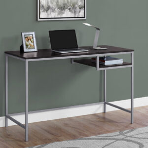 Computer Desk, Home Office, Laptop, 48"L, Work, Brown Laminate, Grey Metal, Contemporary, Modern