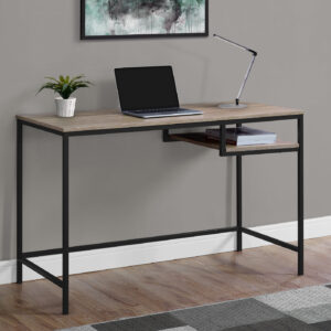 Computer Desk, Home Office, Laptop, 48"L, Work, Brown Laminate, Black Metal, Contemporary, Modern