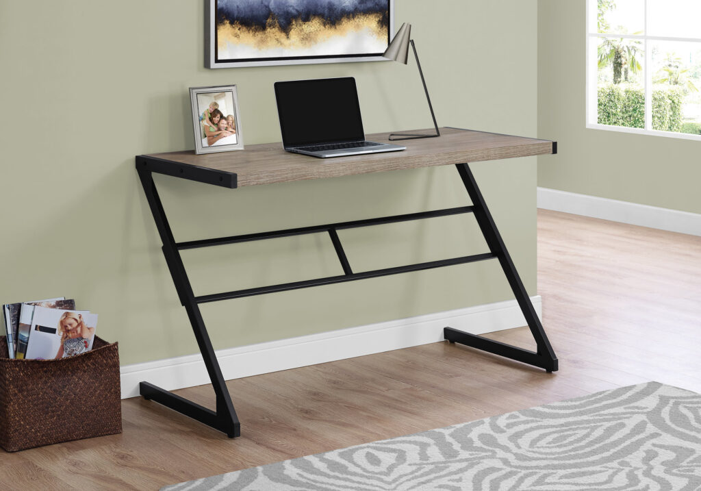 Computer Desk, Home Office, Laptop, 48″L, Work, Brown Laminate, Black Metal, Contemporary, Modern