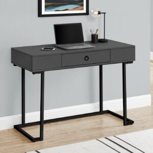 Computer Desk, Home Office, Laptop, Storage Drawers, 42"L, Work, Grey Laminate, Black Metal, Contemporary, Modern