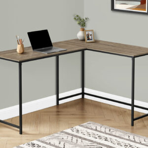 Dark taupe black metal corner computer desk
