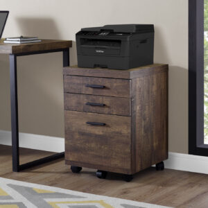 File Cabinet, Rolling Mobile, Storage Drawers, Printer Stand, Office, Work, Brown Laminate, Contemporary, Modern