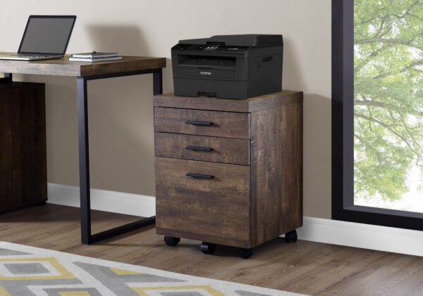 File Cabinet, Rolling Mobile, Storage Drawers, Printer Stand, Office, Work, Brown Laminate, Contemporary, Modern