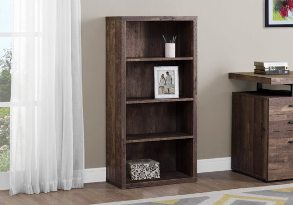 Bookshelf, Bookcase, Etagere, 5 Tier, 48″H, Office, Bedroom, Brown Laminate, Contemporary, Modern