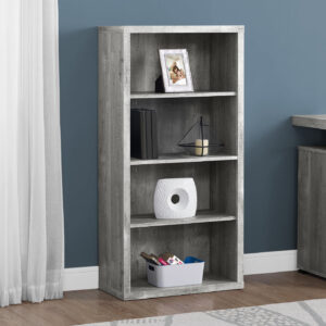 Bookshelf, Bookcase, Etagere, 5 Tier, 48"H, Office, Bedroom, Grey Laminate, Contemporary, Modern