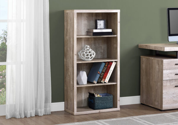 Bookshelf, Bookcase, Etagere, 5 Tier, 48″H, Office, Bedroom, Beige Laminate, Contemporary, Modern