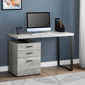 Computer Desk, Home Office, Laptop, Left, Right Set-up, Storage Drawers, 48"L, Work, Grey Laminate, Black Metal, Contemporary, Modern