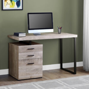Computer Desk, Home Office, Laptop, Left, Right Set-up, Storage Drawers, 48"L, Work, Beige Laminate, Black Metal, Contemporary, Modern