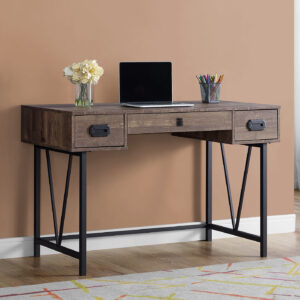 Computer Desk, Home Office, Laptop, Storage Drawers, 48"L, Work, Brown Laminate, Black Metal, Transitional