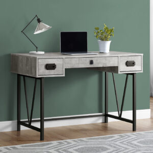 Computer Desk, Home Office, Laptop, Storage Drawers, 48"L, Work, Grey Laminate, Black Metal, Transitional