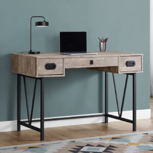 Computer Desk, Home Office, Laptop, Storage Drawers, 48"L, Work, Beige Laminate, Black Metal, Transitional