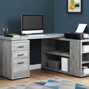 Computer Desk, Home Office, Corner, Left, Right Set-up, Storage Drawers, L Shape, Work, Laptop, Grey Laminate, Contemporary, Modern