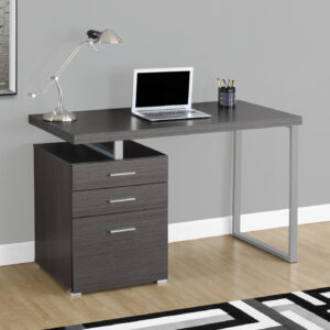Computer Desk, Home Office, Laptop, Left, Right Set-up, Storage Drawers, 48"L, Work, Grey Laminate, Grey Metal, Contemporary, Modern